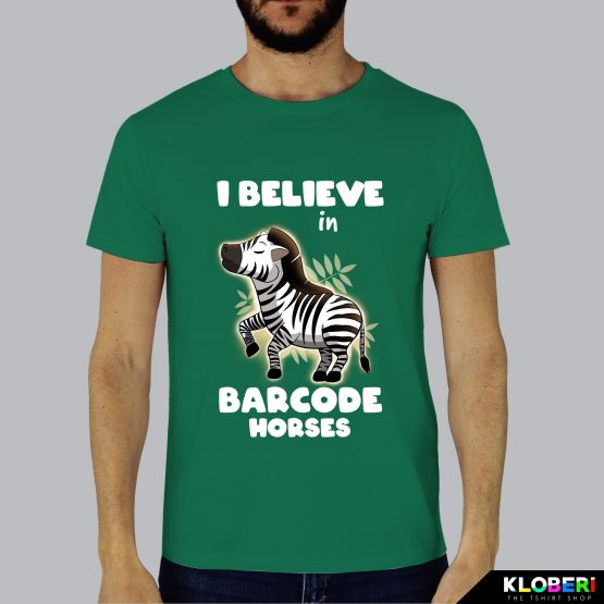 T-shirt da uomo indossata | Barcode horse green | Lambo design