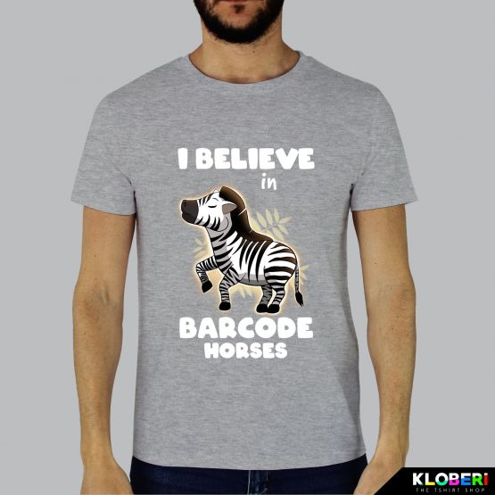 T-shirt da uomo indossata | Barcode horse melange | Lambo design