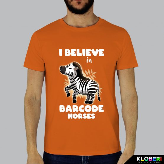 T-shirt da uomo indossata | Barcode horse orange | Lambo design