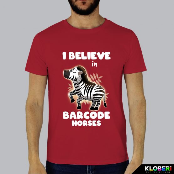 T-shirt da uomo indossata | Barcode horse red | Lambo design