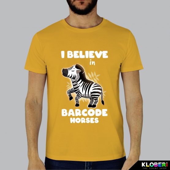 T-shirt da uomo indossata | Barcode horse yellow | Lambo design