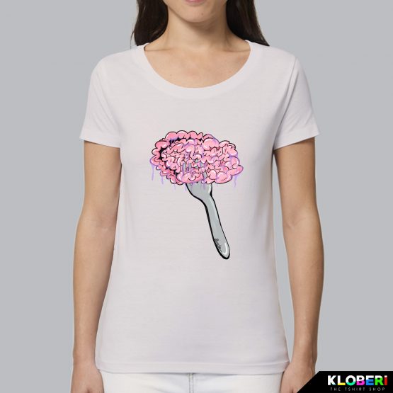 T-shirt da donna indossata | Brain over binge Vintage White | Martina Meduri