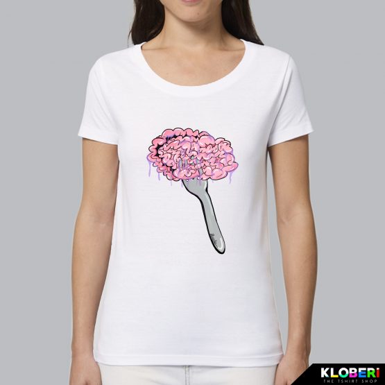 T-shirt da donna indossata | Brain over binge White | Martina Meduri