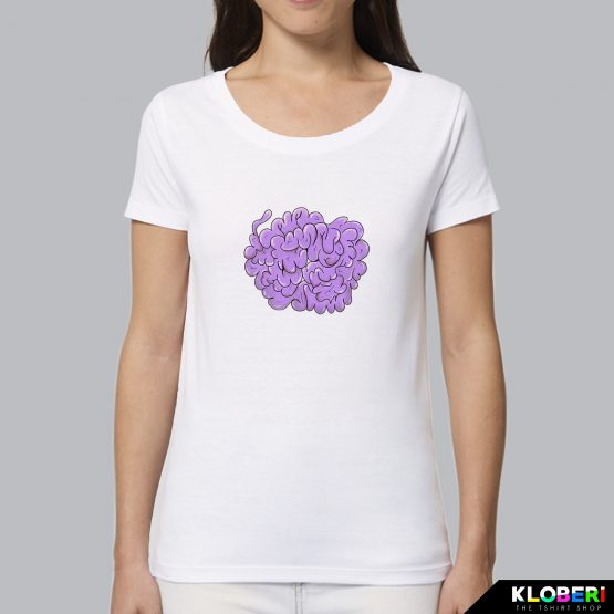 T-shirt da donna indossata | Lilla brain White | Martina Meduri