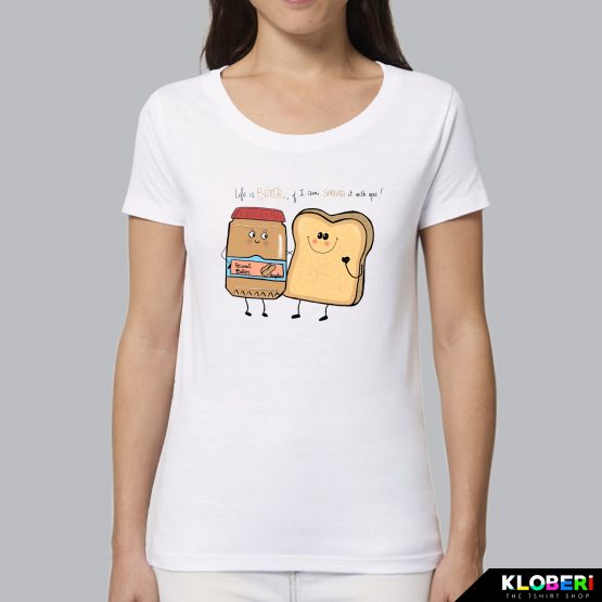 T-shirt da donna indossata | Peanut and toast White | Martina Meduri