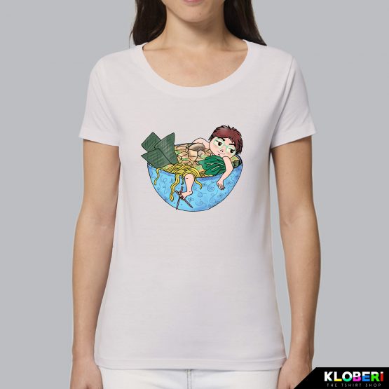 T-shirt da donna indossata | Ramen Girl Vintage White | Martina Meduri