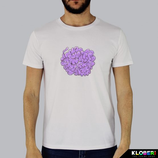 T-shirt da uomo indossata | Lilla brain Vintage White | Martina Meduri