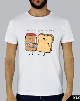 T-shirt da uomo indossata | Peanut and toast White | Martina Meduri