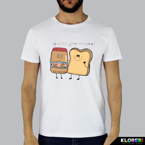 T-shirt da uomo indossata | Peanut and toast White | Martina Meduri