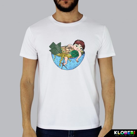 T-shirt da uomo indossata | Ramen Girl White | Martina Meduri