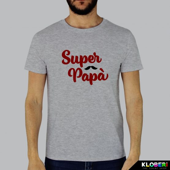 T-shirt da uomo indossata | Super papà Melange | Kloberi