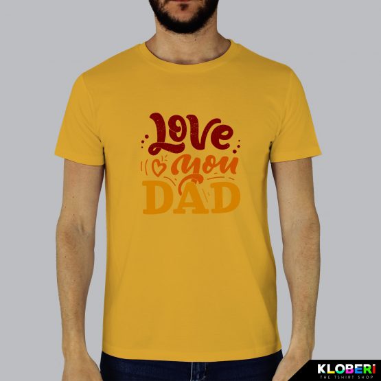 T-shirt da uomo indossata | Love you dad Yellow | Kloberi